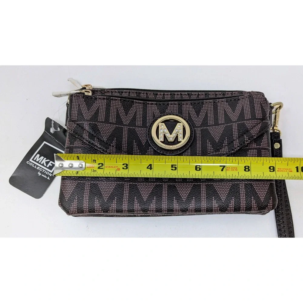 MKF Collection by Mia K Ishani Crossbody Bag Purse Wristlet Black Brown - NWT